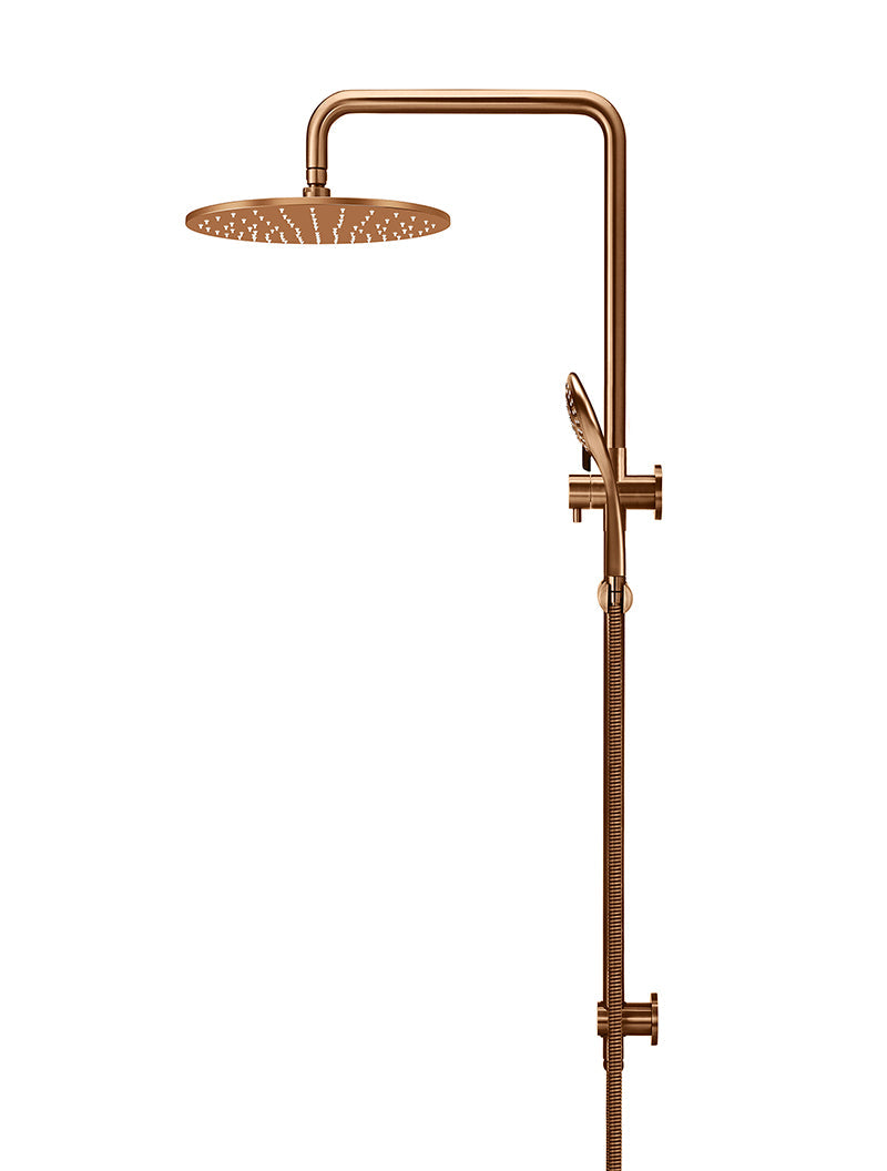 Meir Round Combination Shower Rail, 300mm Rose, Three Function Hand Shower