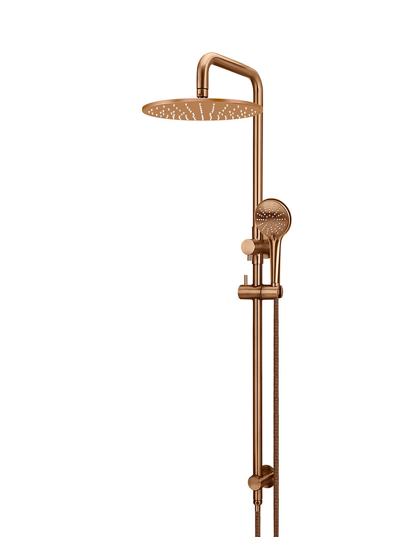 Meir Round Combination Shower Rail, 300mm Rose, Three Function Hand Shower