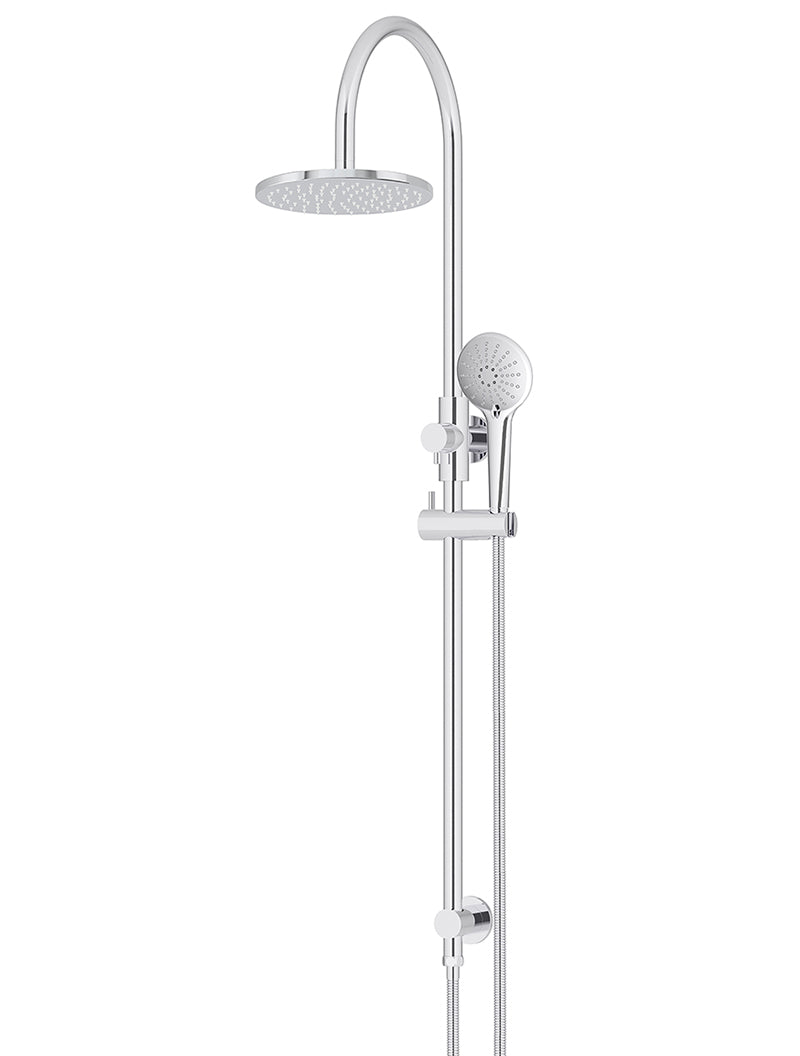 Meir 200mm Round Overhead Shower Rail, Three Function Hand Shower