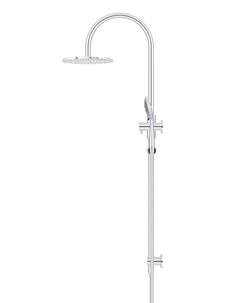 Meir 200mm Round Overhead Shower Rail, Three Function Hand Shower