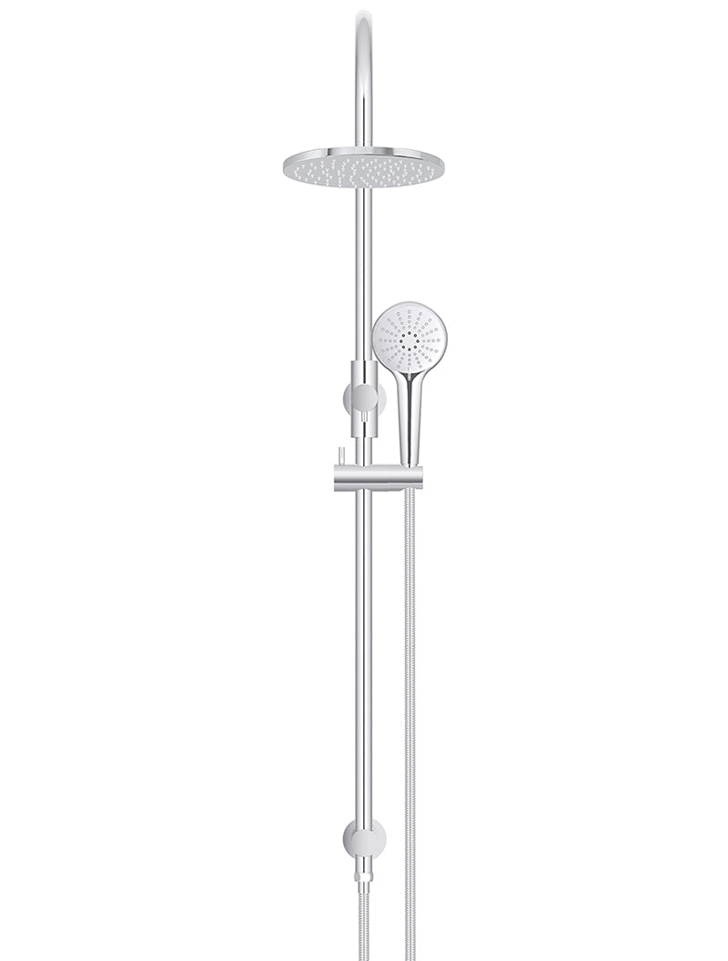 Meir 200mm Round Overhead Shower Rail, Three Function Hand Shower