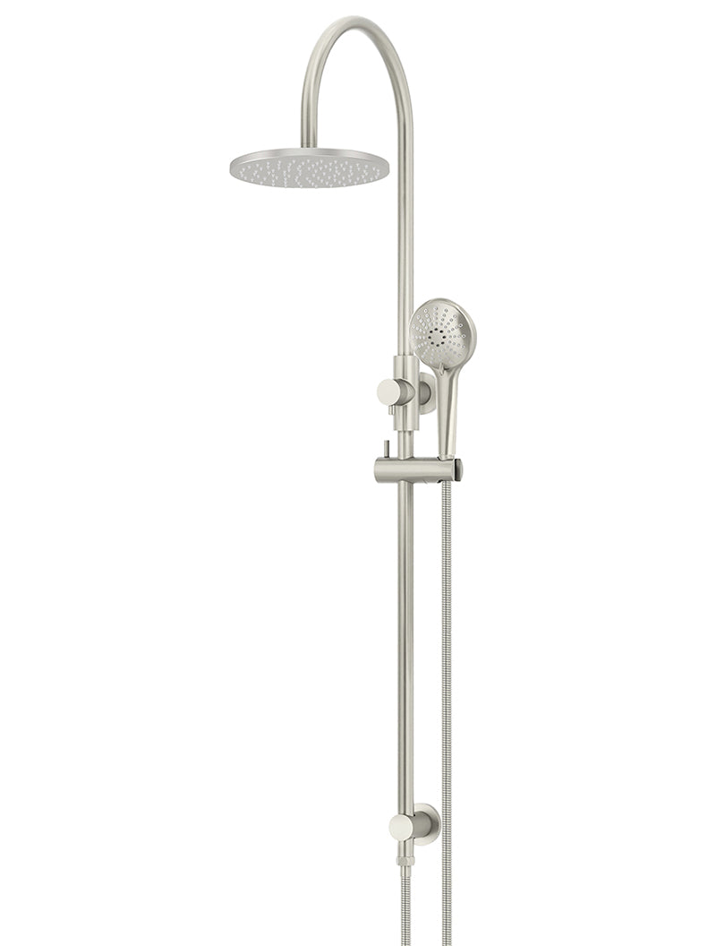 Meir 200mm Round Overhead Shower Rail, Three Function Hand Shower