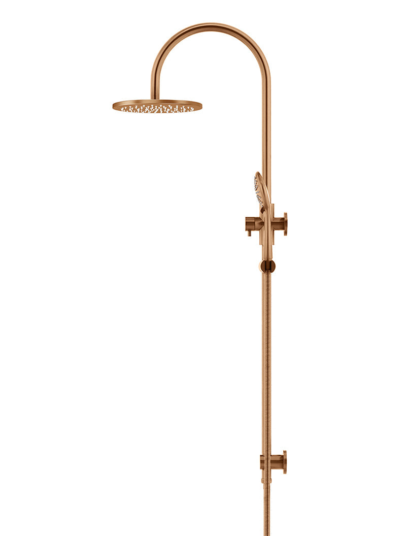 Meir 200mm Round Overhead Shower Rail, Three Function Hand Shower