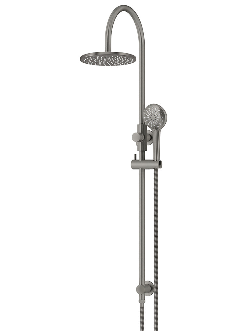Meir 200mm Round Overhead Shower Rail, Three Function Hand Shower