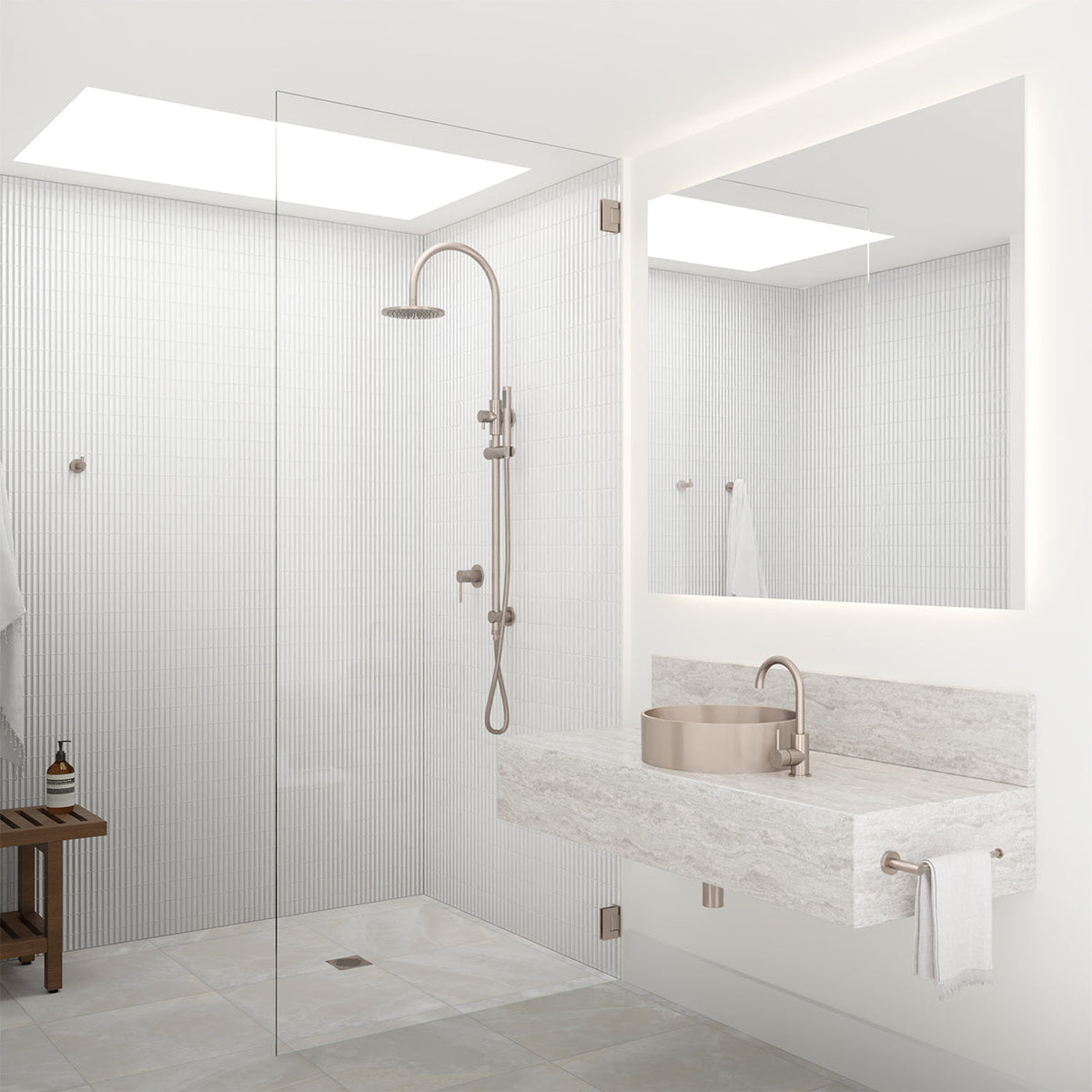 Meir 200mm Round Overhead Shower Set, Single Function Hand Shower