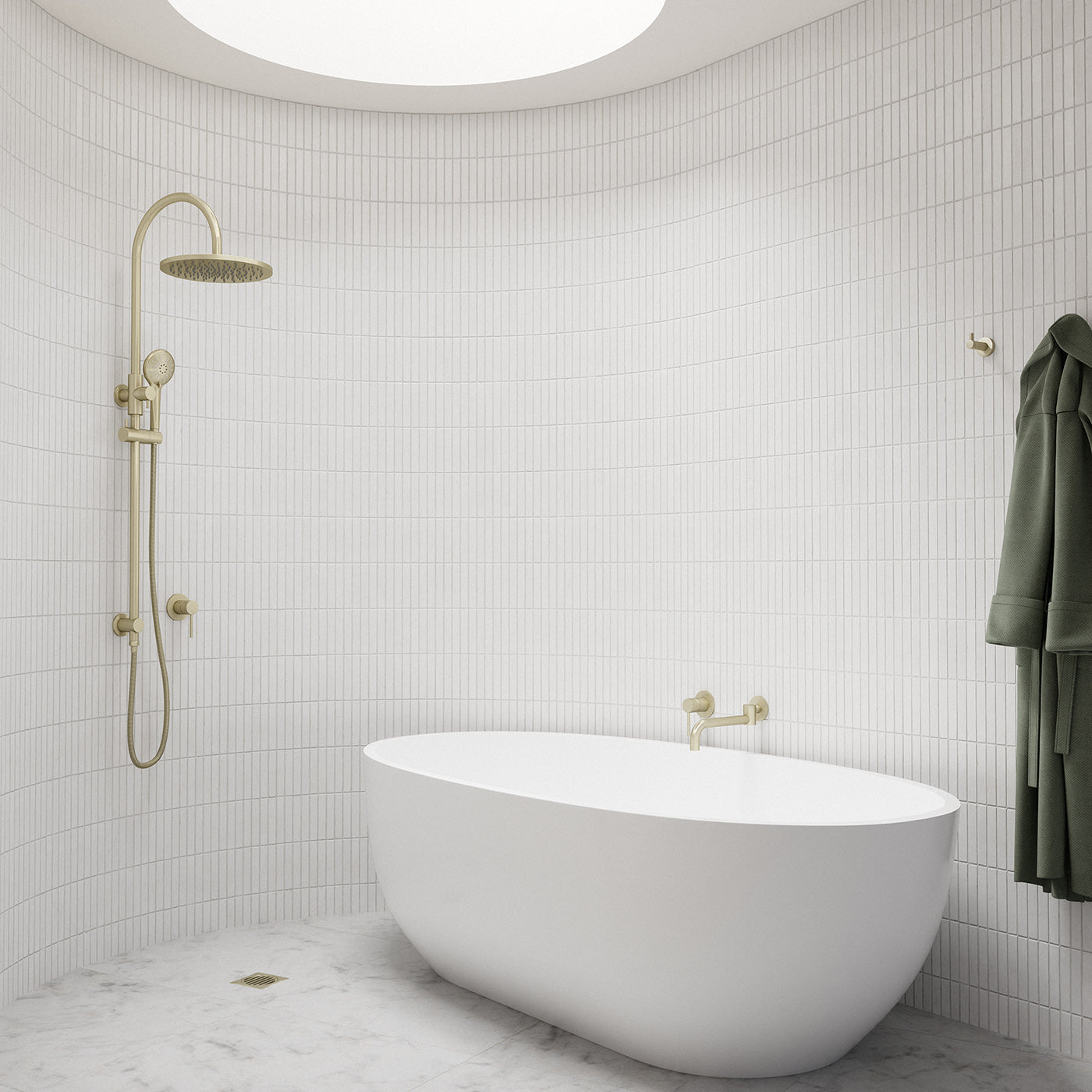 Meir 300mm Round Overhead Shower Rail, Three Function Hand Shower