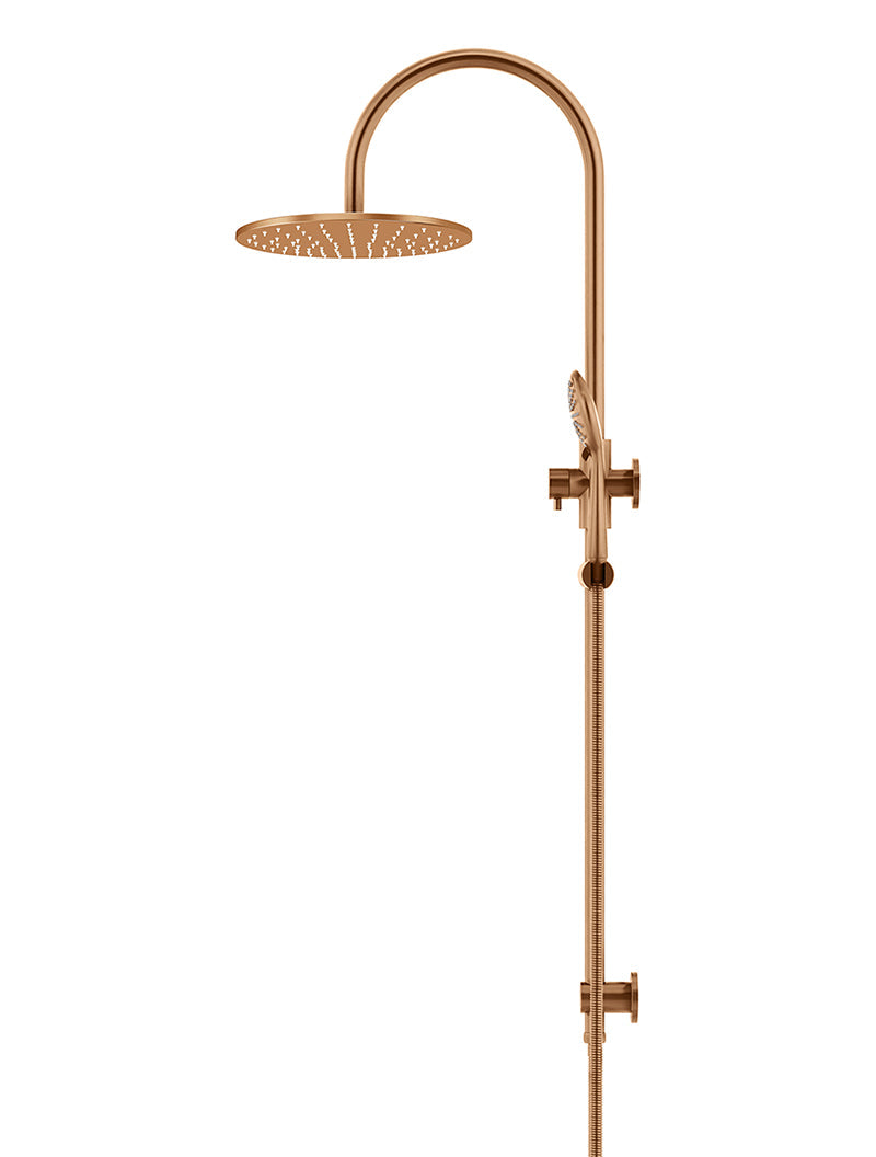 Meir 300mm Round Overhead Shower Rail, Three Function Hand Shower