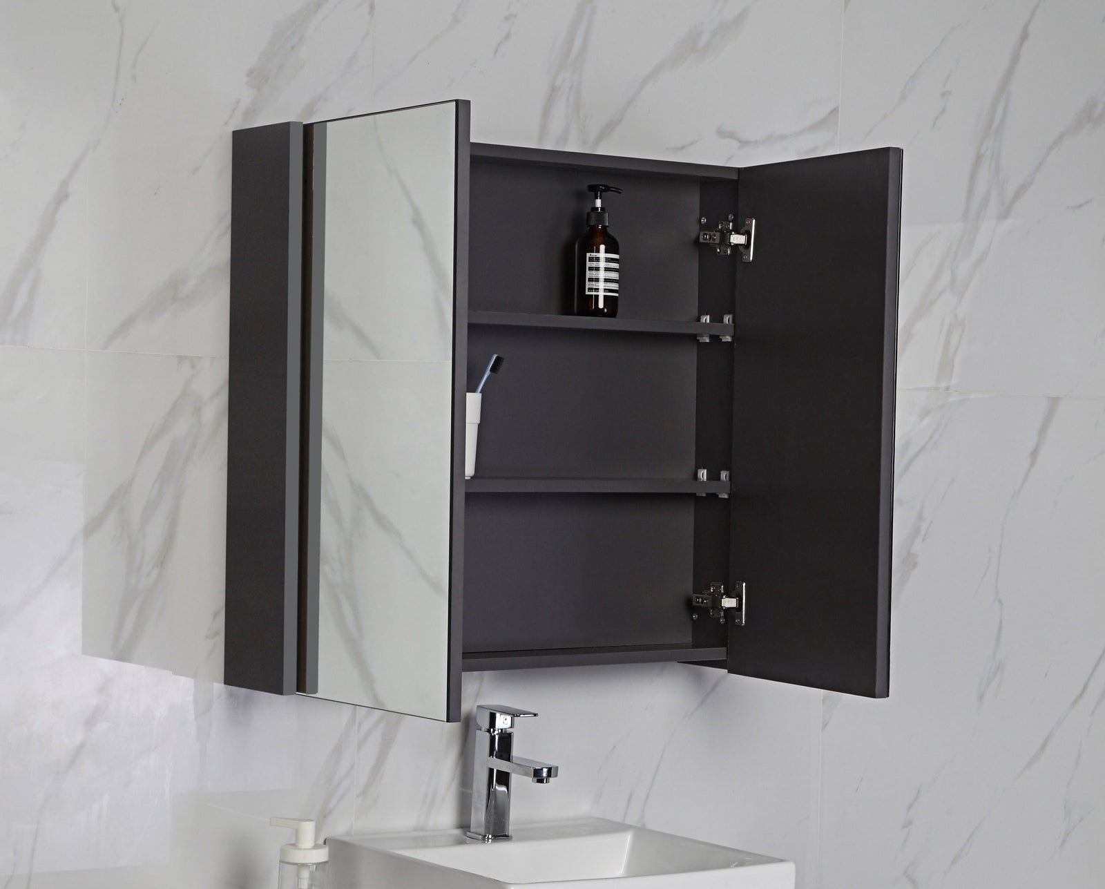 Aulic Bella Shaving Cabinet with Matte Black side panels