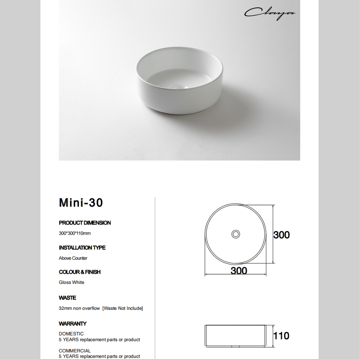 Mini-30 at Blue Bathware