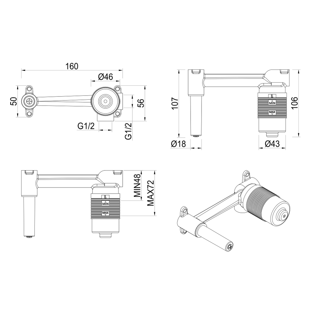 Bella Vista Lantra Wall-Spout Combo - BODY ONLY