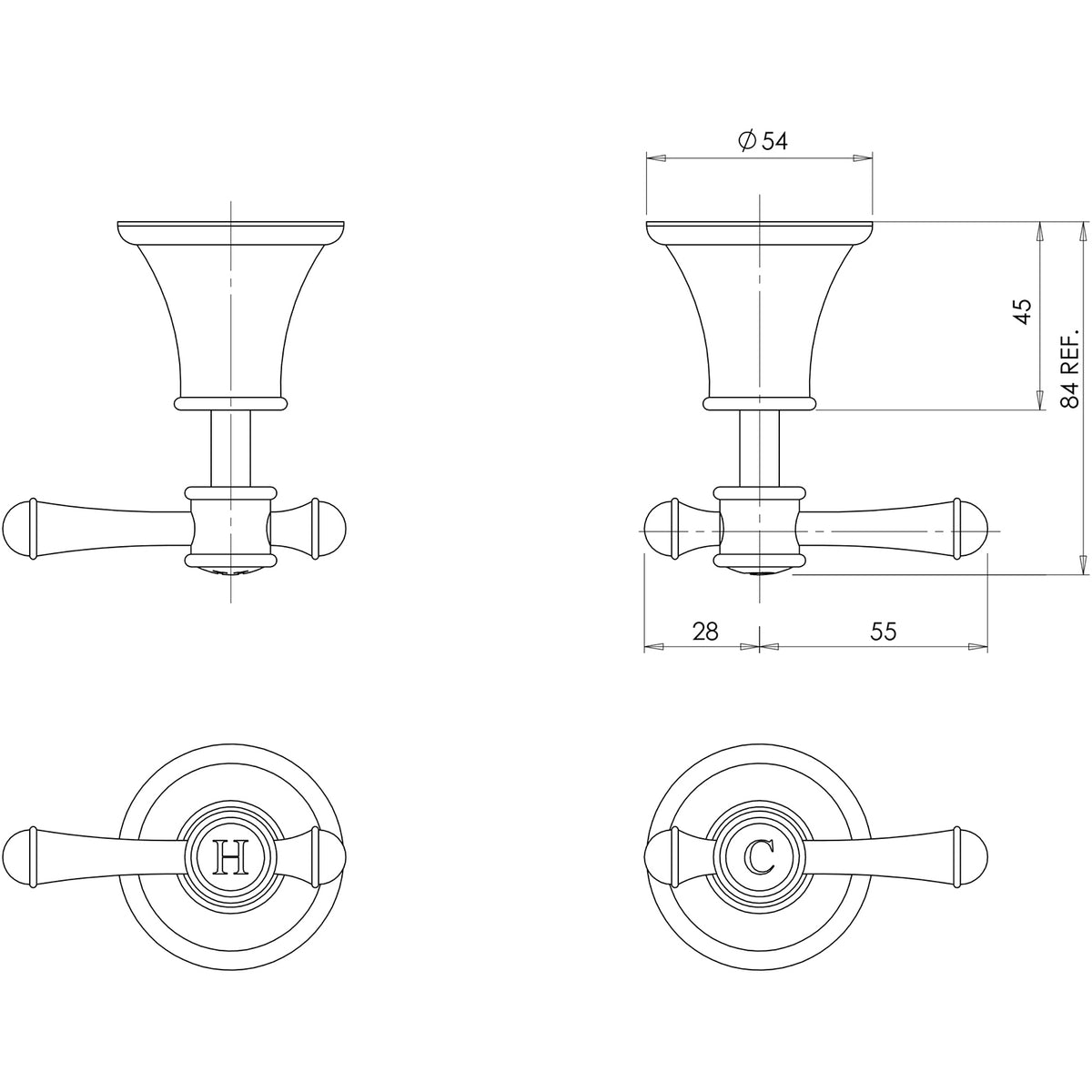 Phoenix Nostalgia Lever Wall Top Assemblies – Lead Free