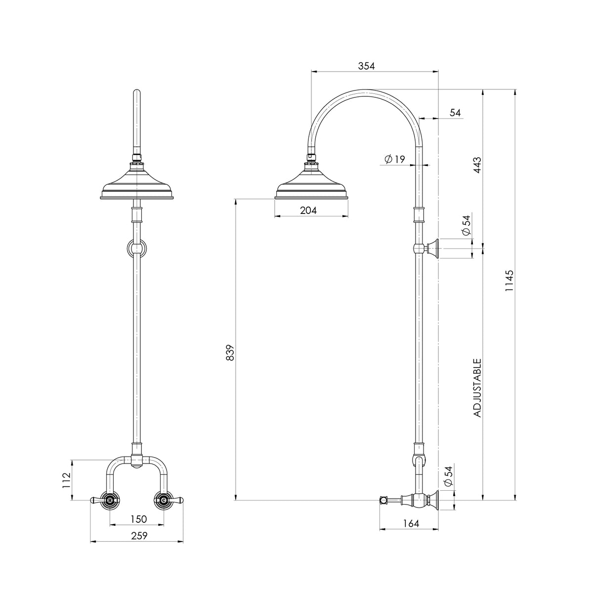 Phoenix Nostalgia Lever Exposed Shower Set