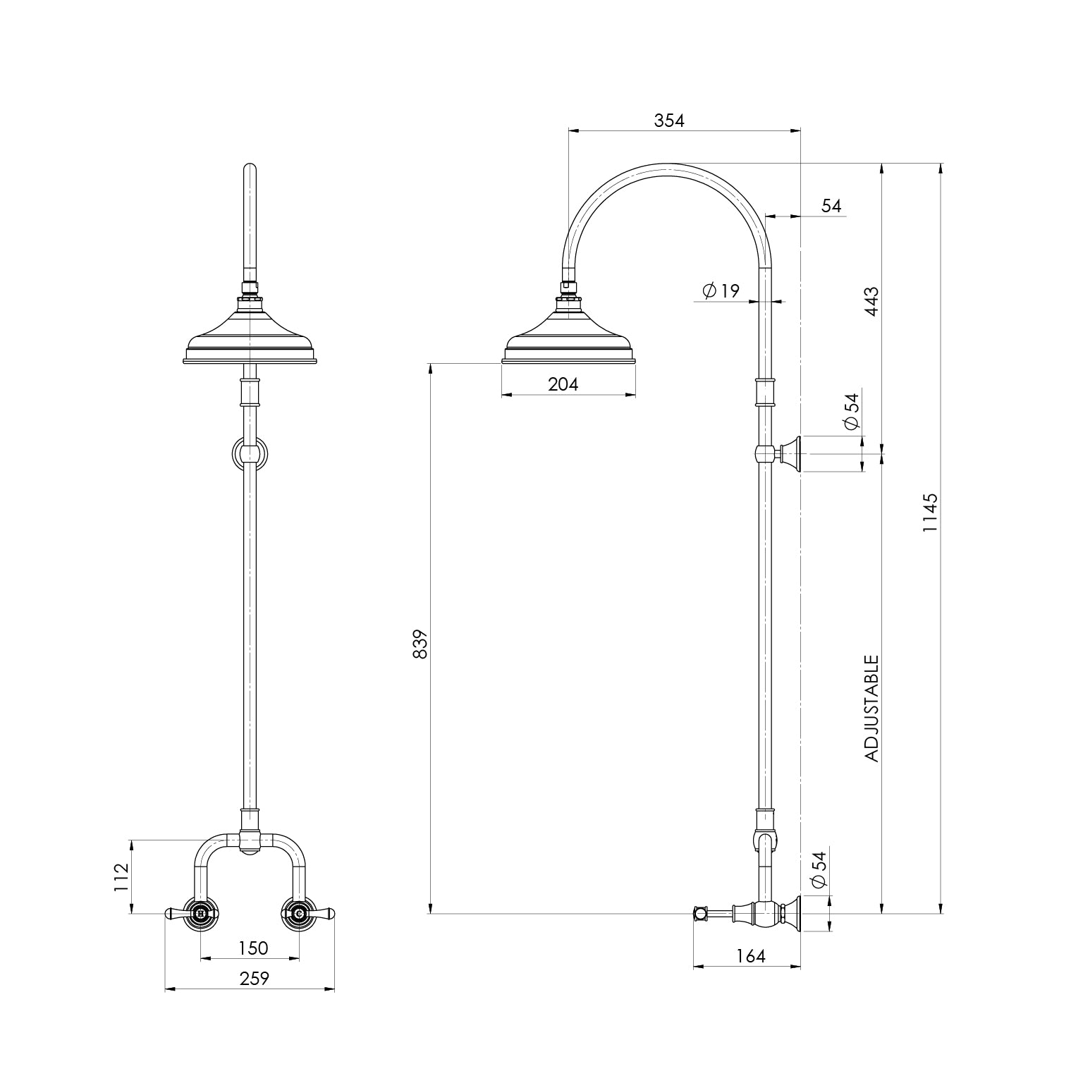 Phoenix Nostalgia Lever Exposed Shower Set