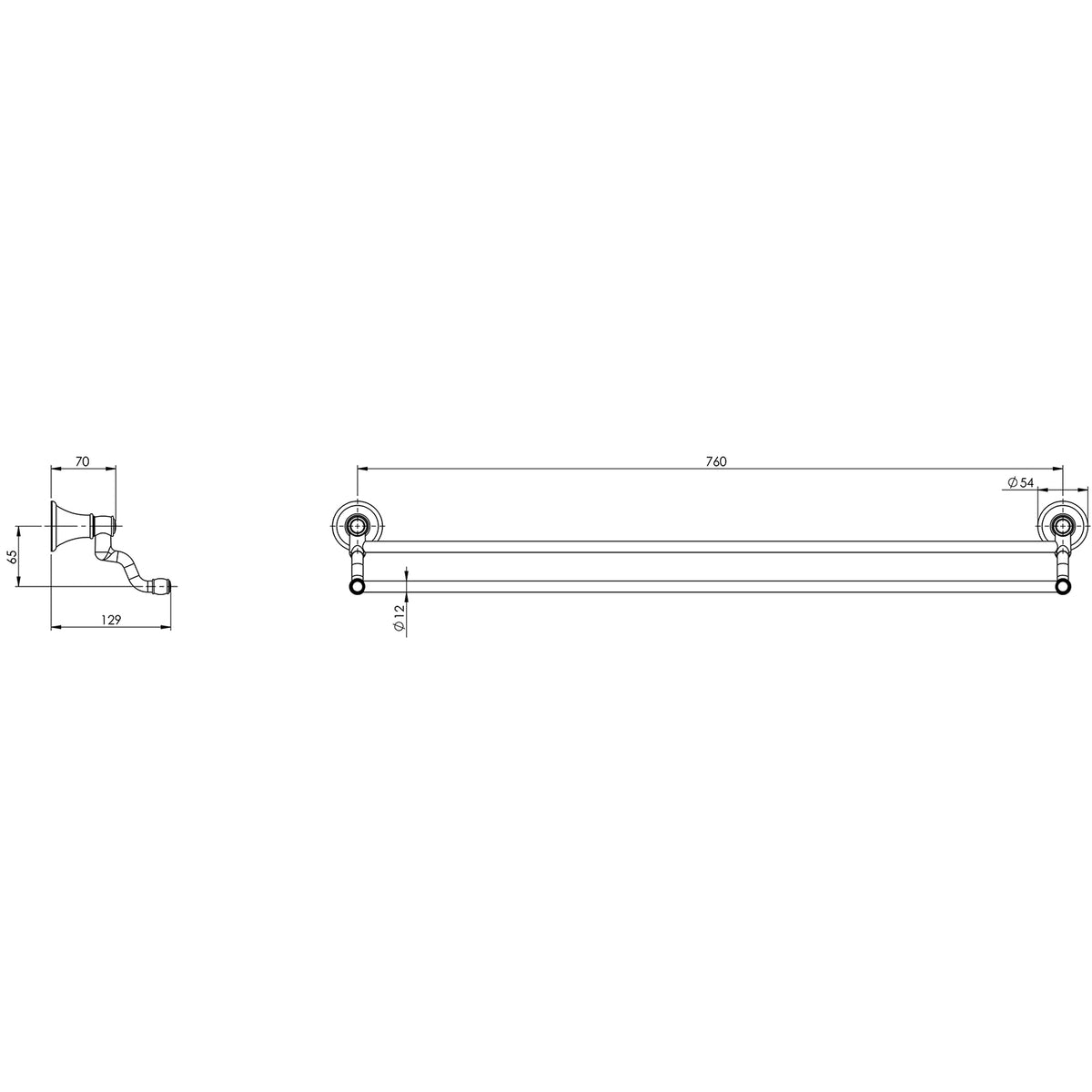 Phoenix Nostalgia Double Towel Rail 760mm