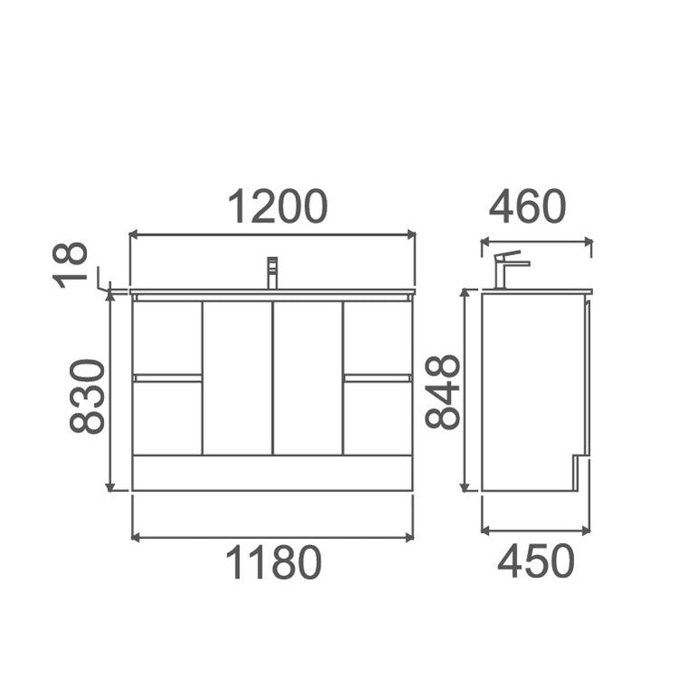 COMPLETE BATHROOM PACKAGE - EXON RANGE BRUSHED NICKEL WITH NUTRO FREE STANDING VANITY