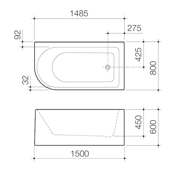 Stylus Origin 1500 Left Hand Corner Bath