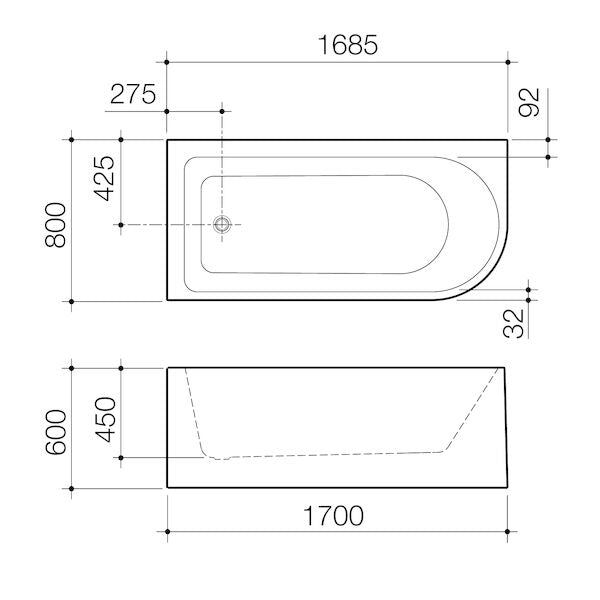 Stylus Origin 1700 Left Hand Corner Bath