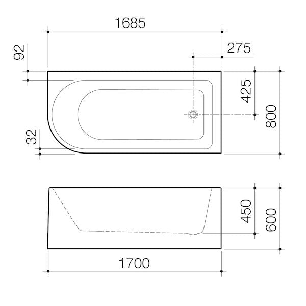 Stylus Origin 1700 Left Hand Corner Bath