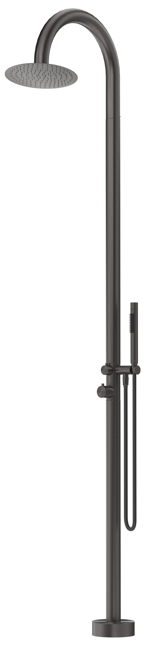 Bella Vista Mica Gooseneck Freestanding Outdoor Shower - Gun Metal