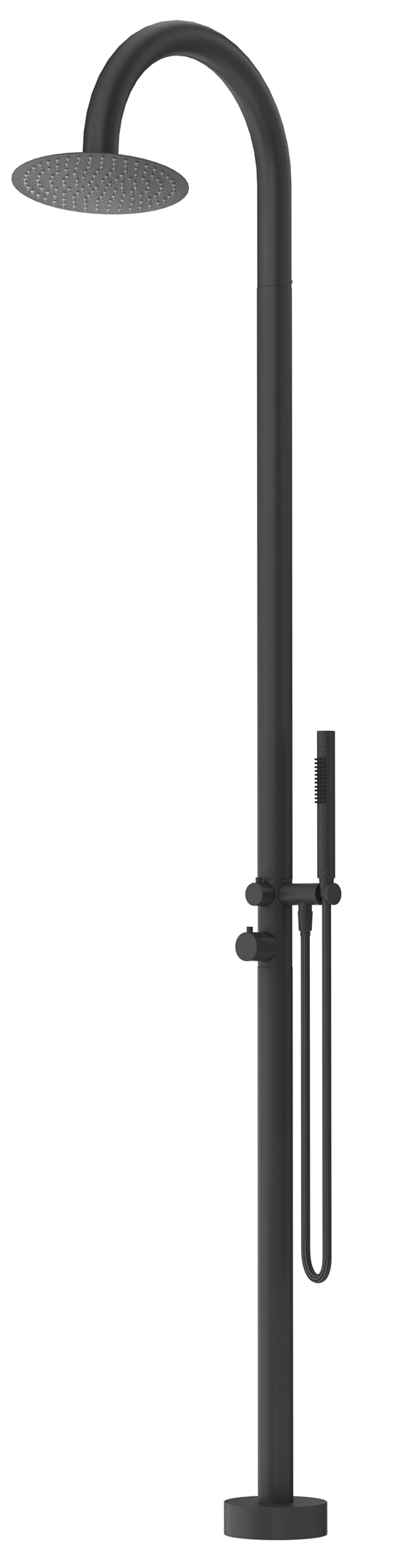 Bella Vista Mica Gooseneck Freestanding Outdoor Shower - Black