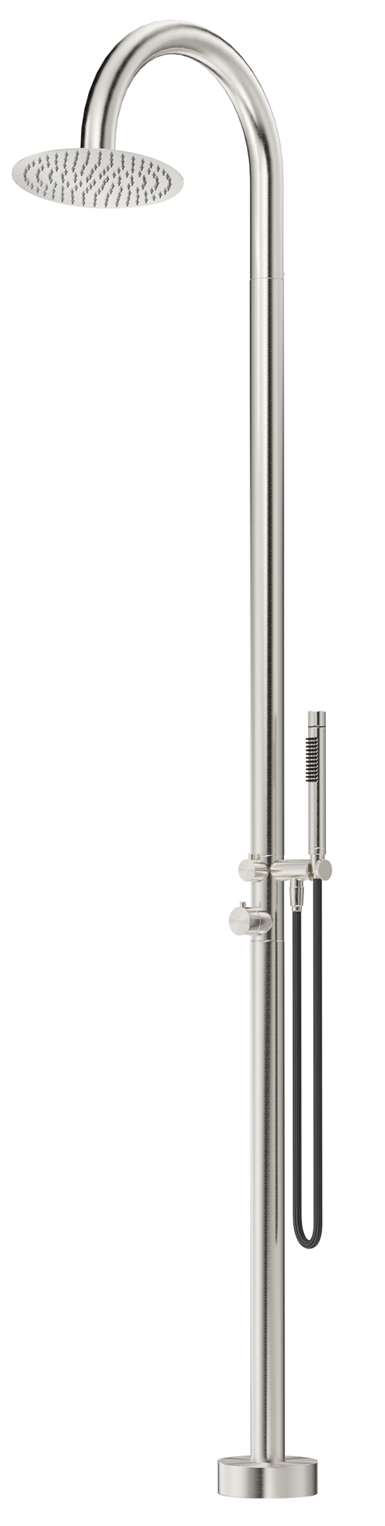 Bella Vista Mica Gooseneck Freestanding Outdoor Shower - Brushed Nickel
