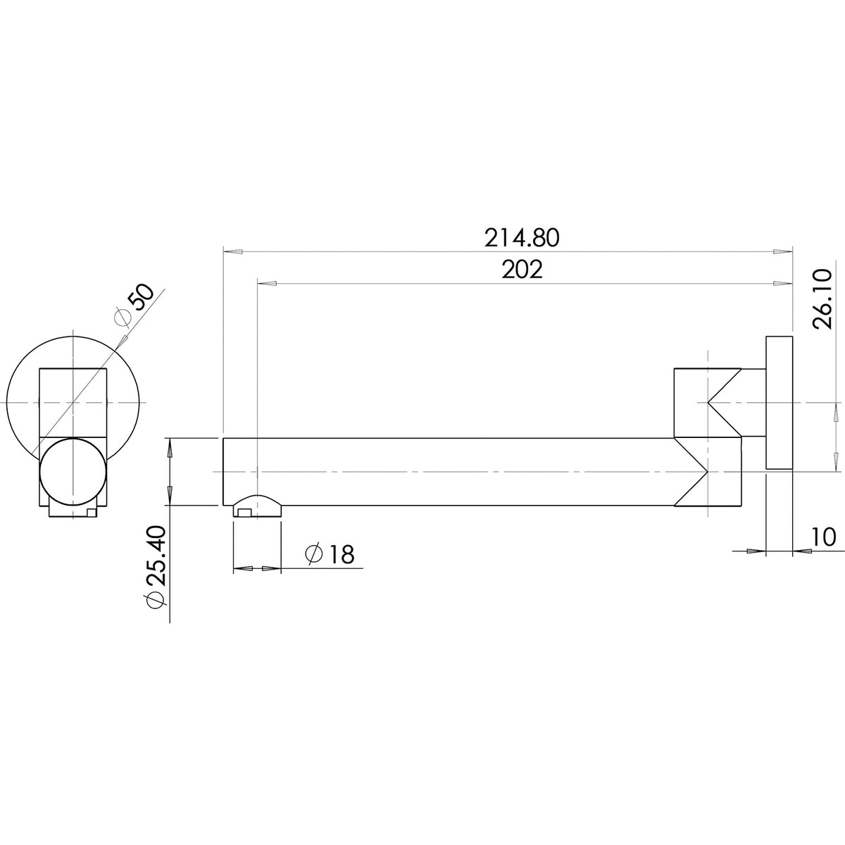 Phoenix Swivel Bath Outlet 200mm Round