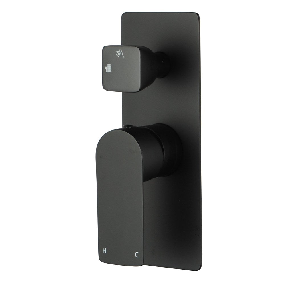 Bathroom Solid Brass Black Bath/Shower Wall Mixer with Diverter Wall Mounted
