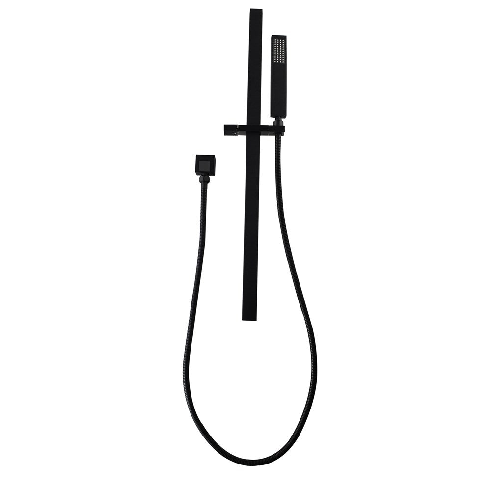 Square Black Hand Held Shower With Rail