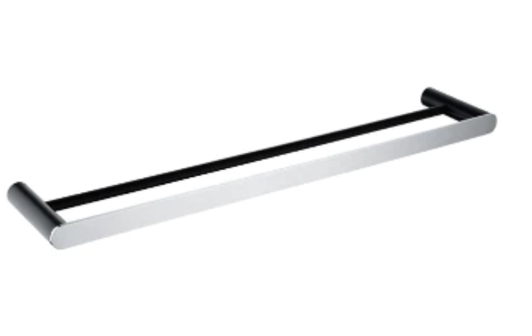 Rushy Series Black&amp; Chrome Double Towel Rail 600mm