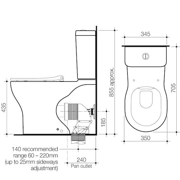 Caroma Caroma Opal® Cleanflush Easy Height Wall Faced Close Coupled Suite with Single Flap Seat