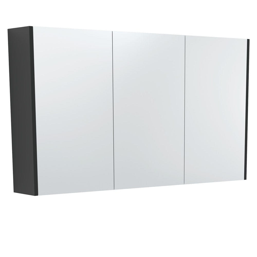Mirror Cabinet with Side Panels, 1200mm, Satin Black