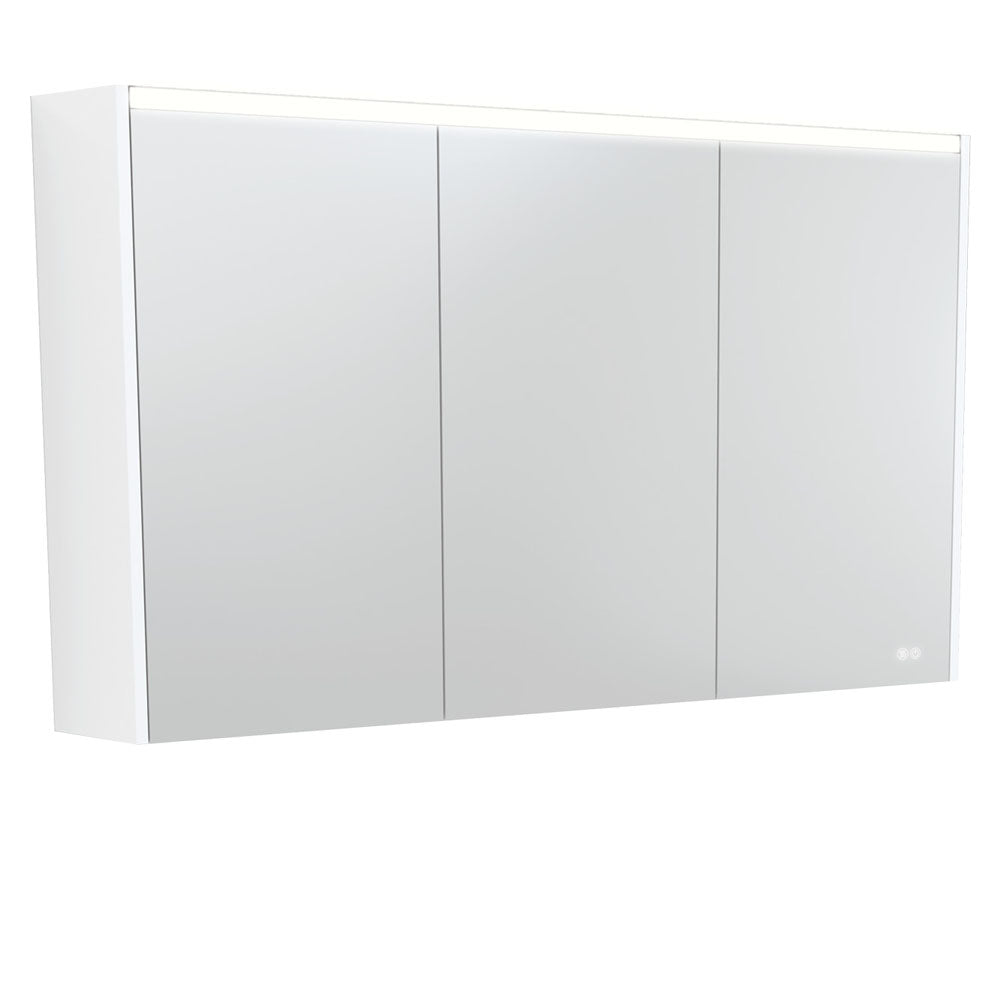 LED Mirror Cabinet with Side Panels, 1200mm, Satin White
