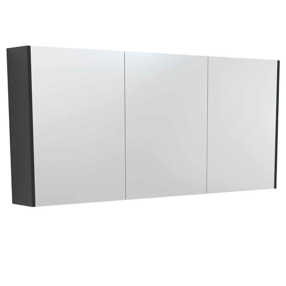 Mirror Cabinet with Side Panels, 1500mm, Satin Black