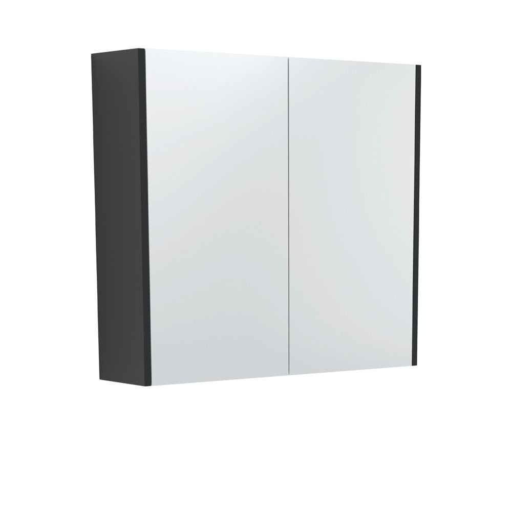 Mirror Cabinet with Side Panels, 750mm, Satin Black
