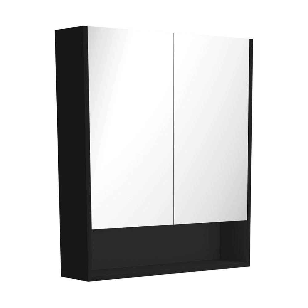 Mirror Cabinet with Display Shelf, 750mm, Satin Black