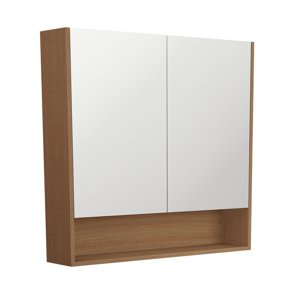 Mirror Cabinet with Display Shelf, 900mm, Walnut
