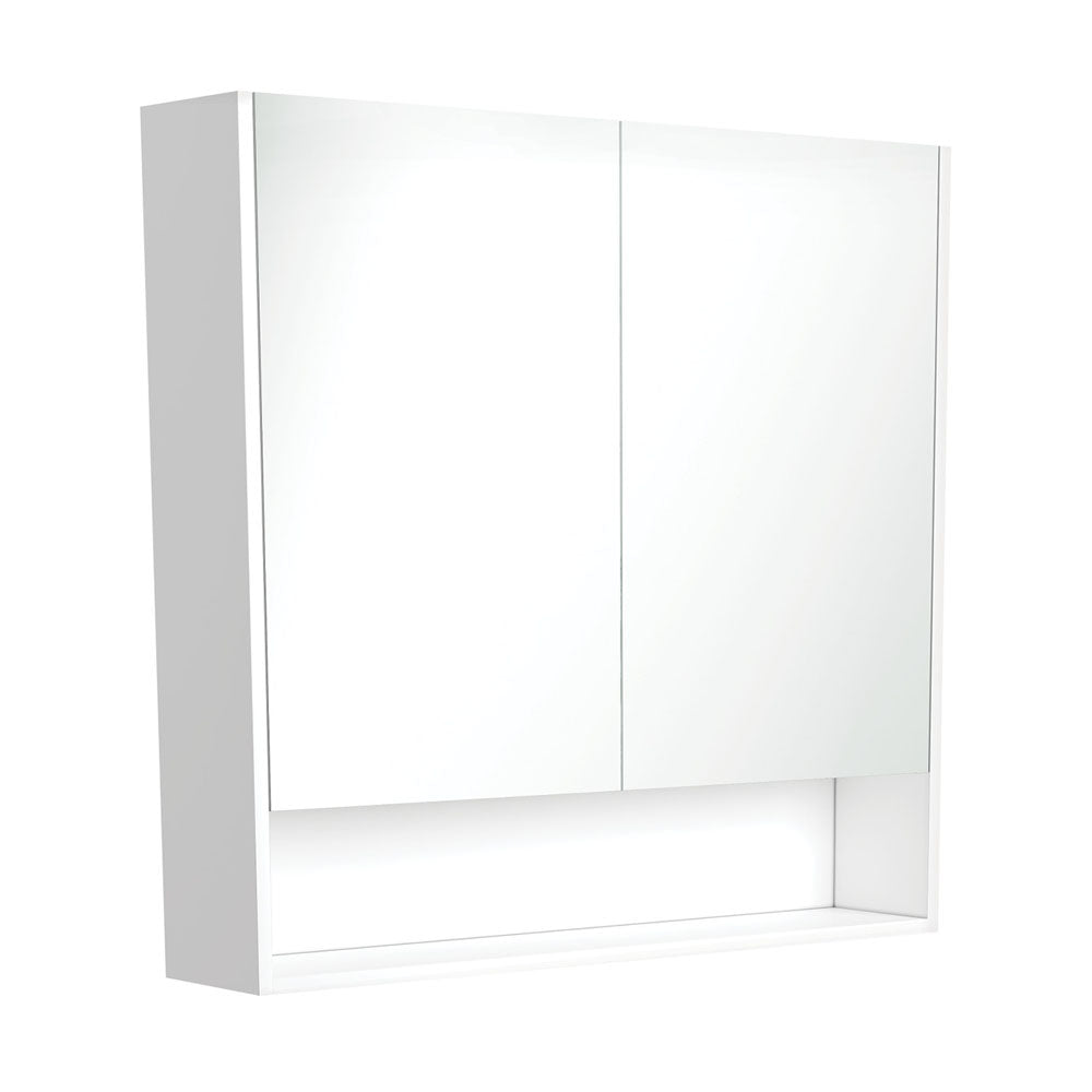 Mirror Cabinet with Display Shelf, 900mm, Gloss White