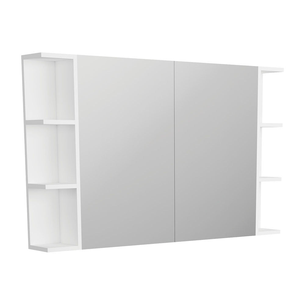 Pencil Edge Mirror Cabinet with 2 Side Shelves, 900mm