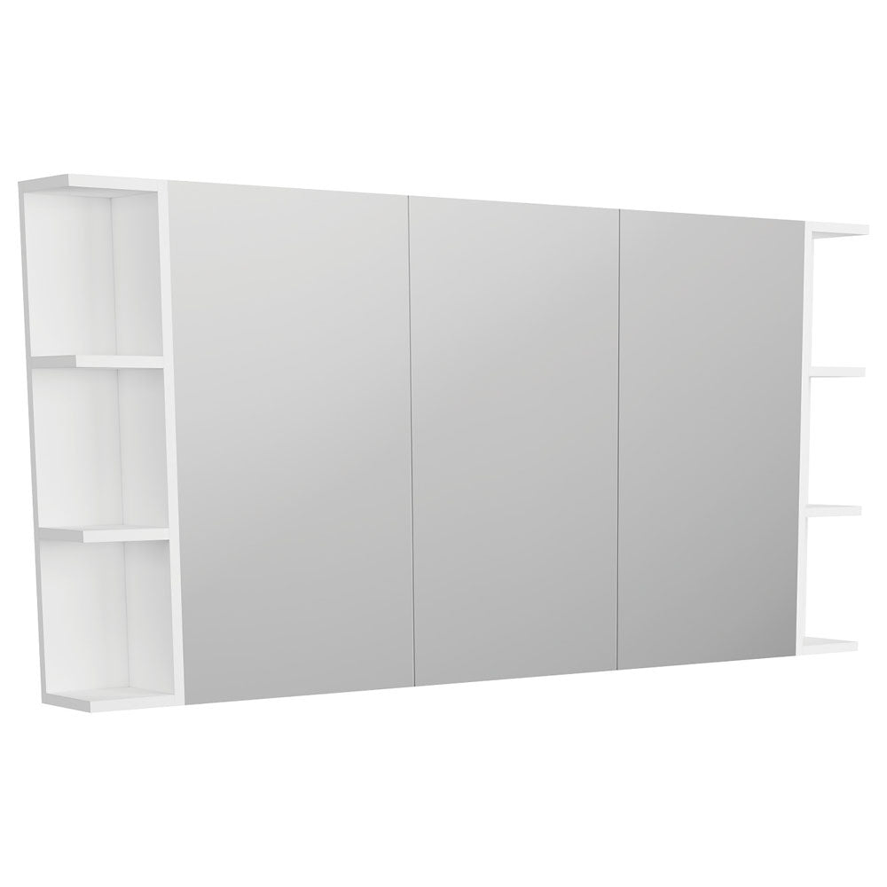 Pencil Edge Mirror Cabinet with 2 Side Shelves, 1200mm