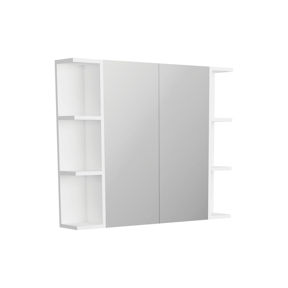 Pencil Edge Mirror Cabinet with 2 Side Shelves, 600mm