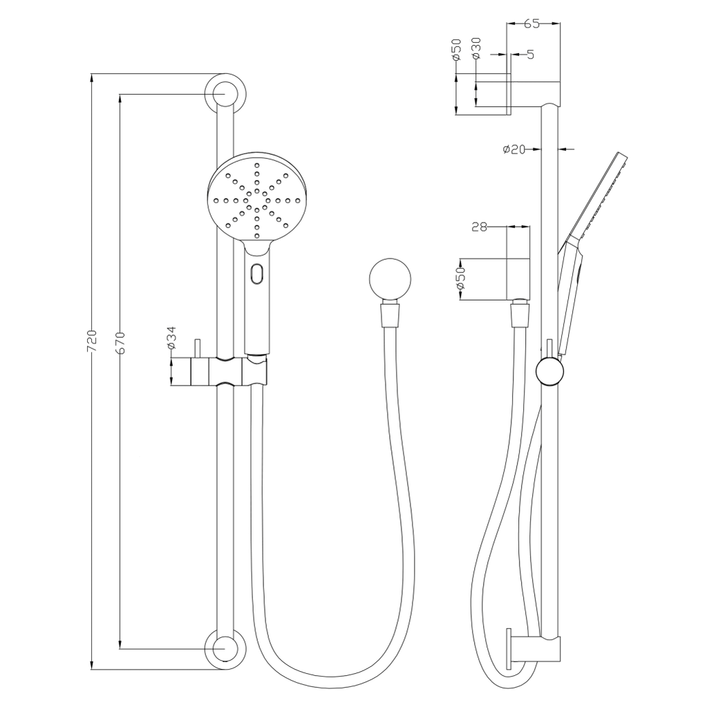 Bella Vista LVB Mica Shower Rail