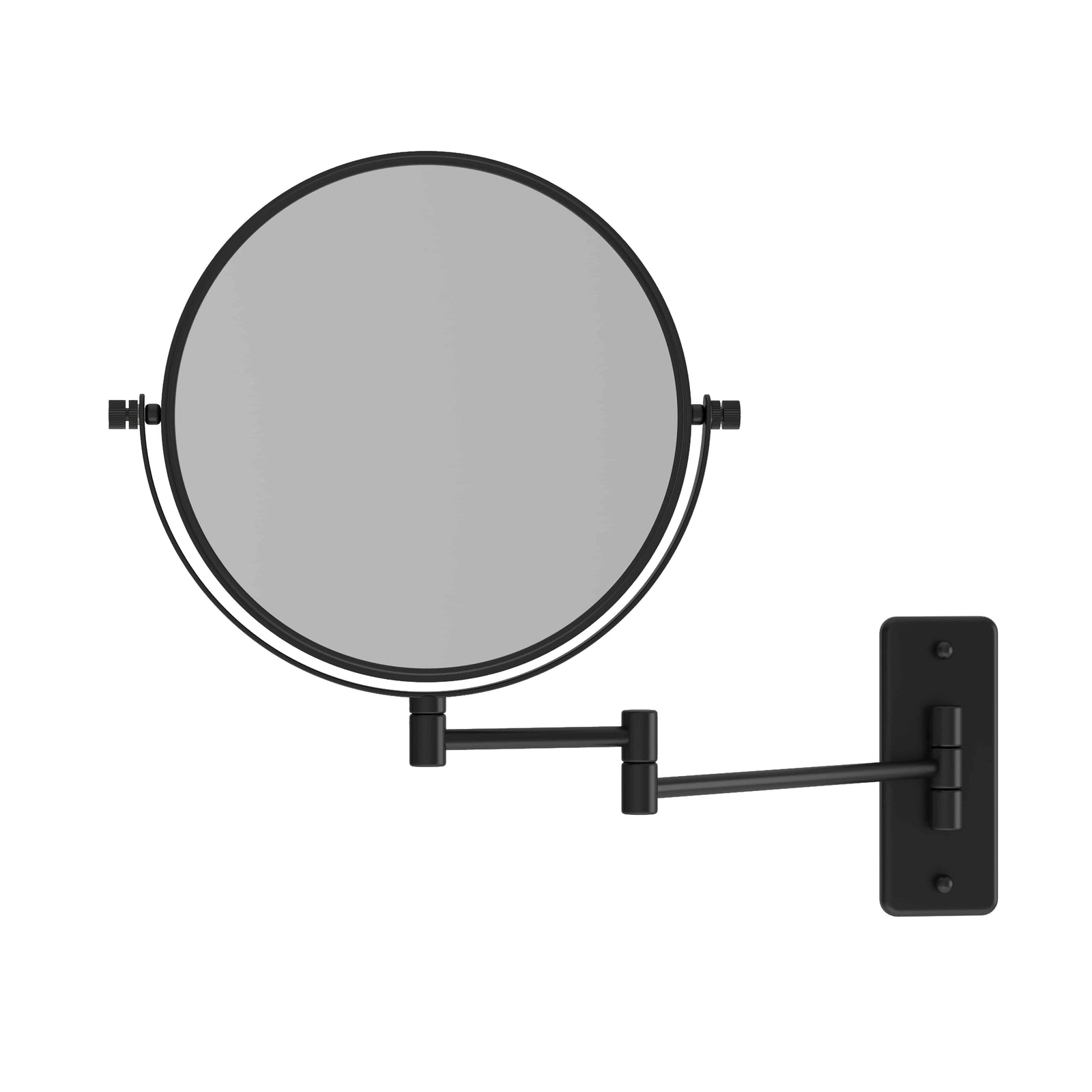 1 & 5x Magnification Matt Black Wall Mounted Shaving Mirror, 200 mm Diameter