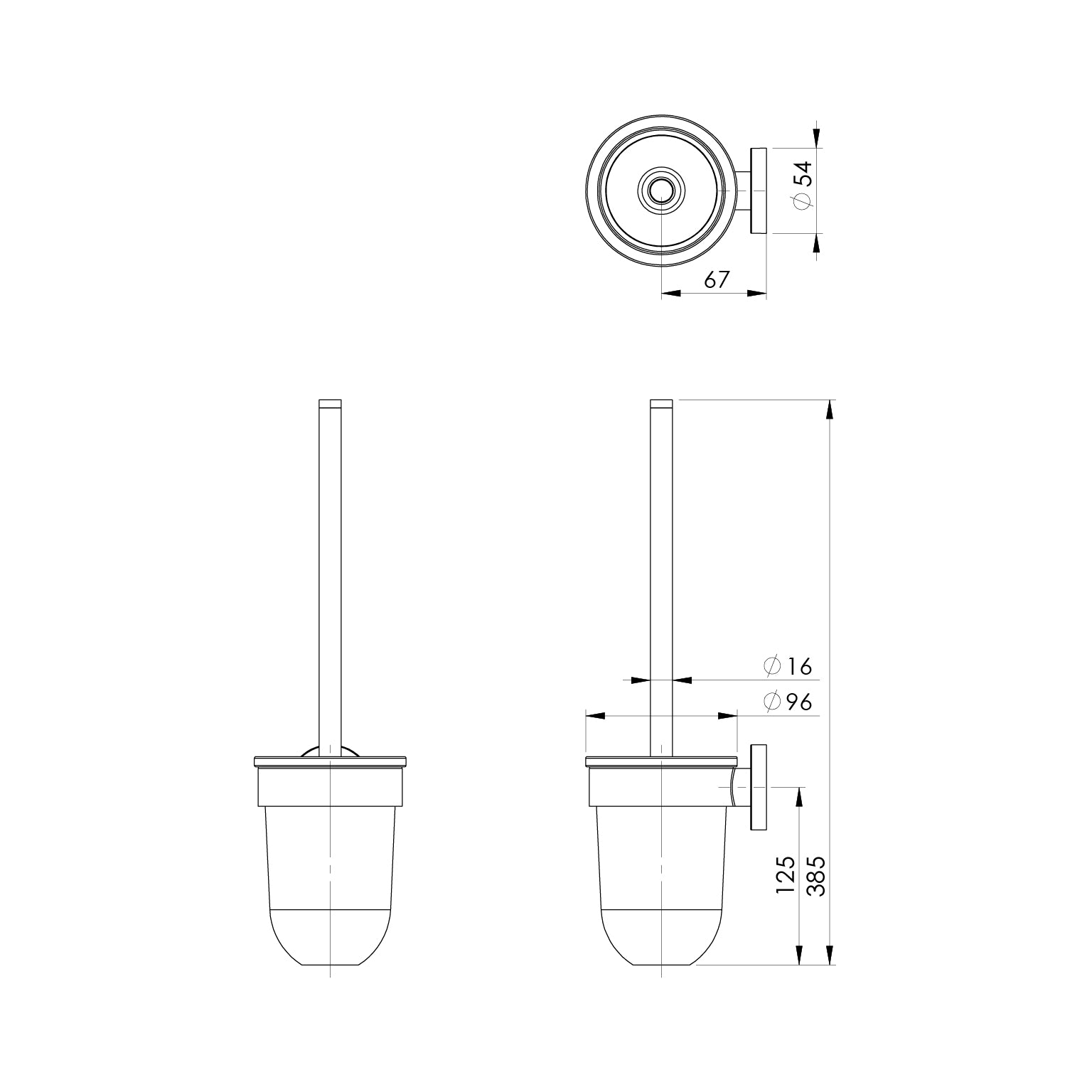 Phoenix Radii Toilet Brush & Holder Round Plate