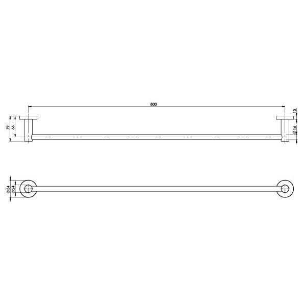 Phoenix Radii SS 316 Single Towel Rail 800mm Round Plate