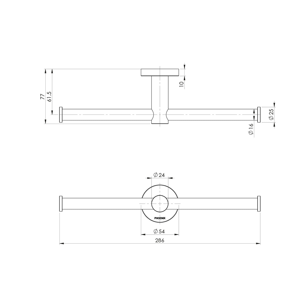 Phoenix Radii Double Toilet Roll Holder Round Plate