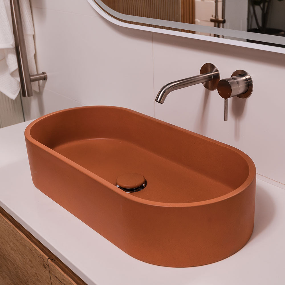 Fienza Jada Pill Concrete Above Counter Basin, Tuscan