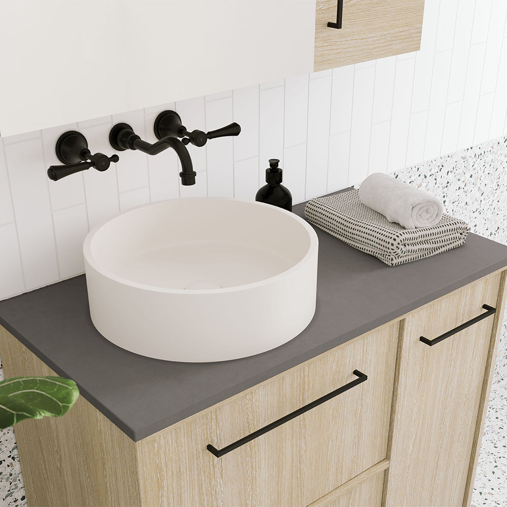 Fienza Jada Round Concrete Above Counter Basin, Warm White