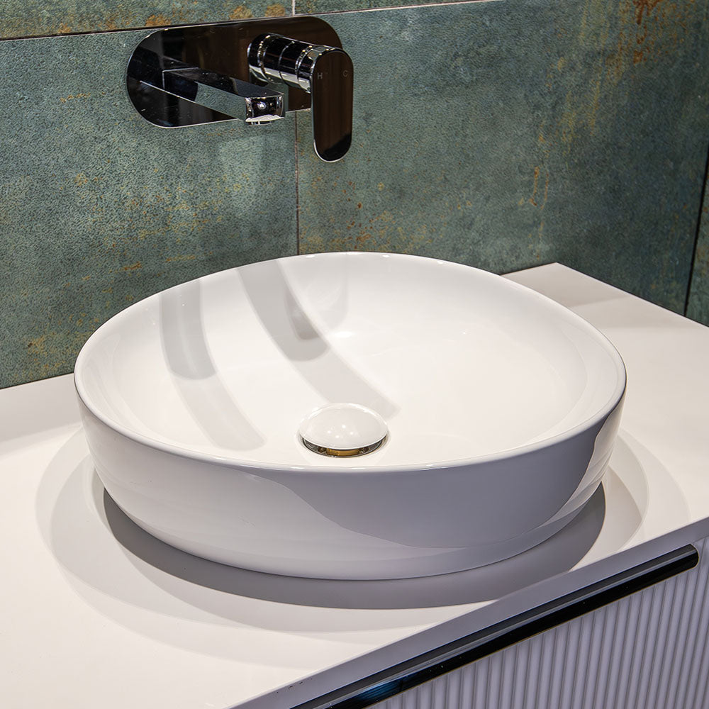 Fienza Pebble Small Above Counter Basin, Gloss White
