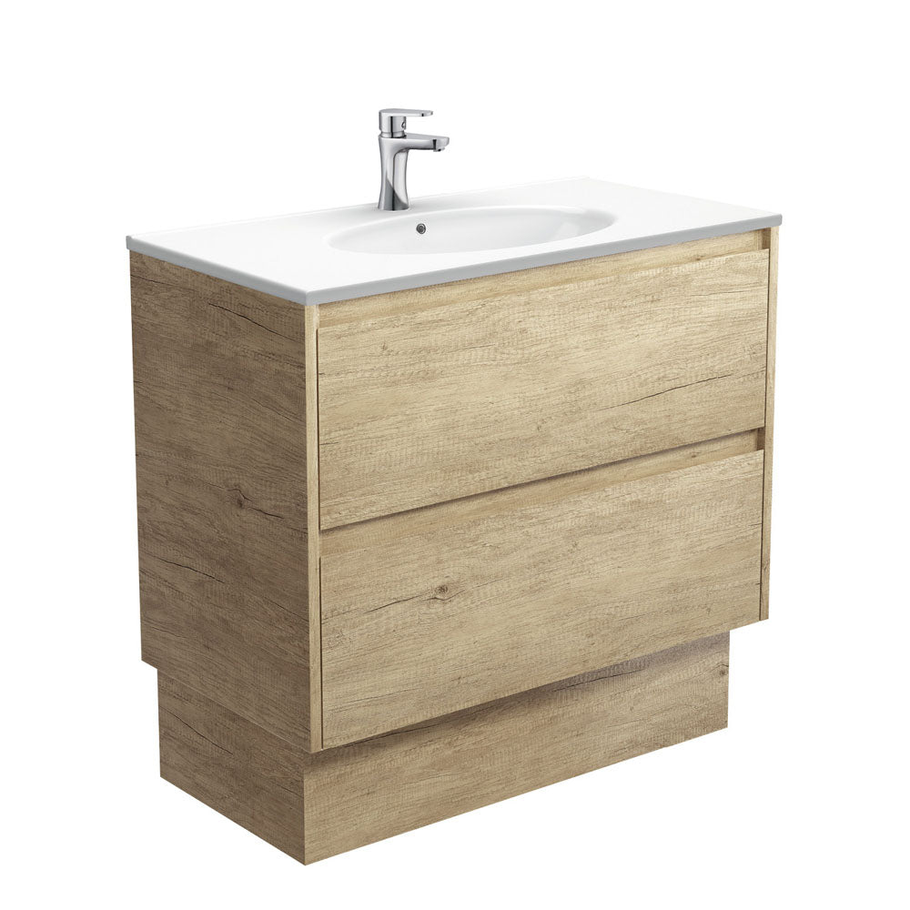 Rotondo Amato 900 Scandi Oak Vanity On Kick