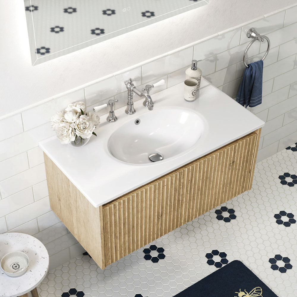 Rotondo Alina Scandi Oak 900 Wall-Hung Vanity
